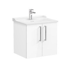 Vitra Root 68138 Lavabo Dolabı, Kapaklı, 60 cm, Parlak Beyaz, Klasik Lavabolu